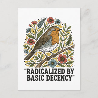 Invitation Carte Postale Folk Art Bird Illustration for Social Justice 