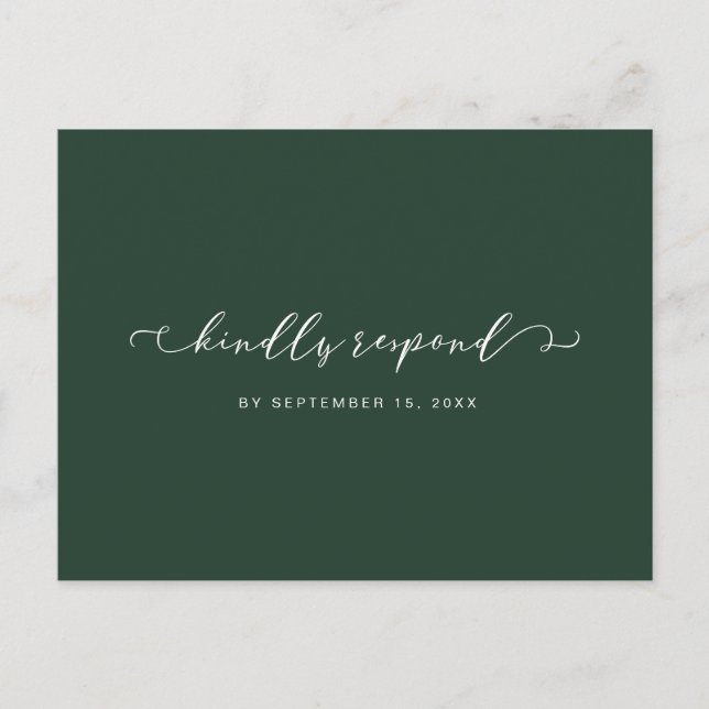 Invitation Carte Postale Forêt vert et blanc Rsvp avec choix de repas (Devant)