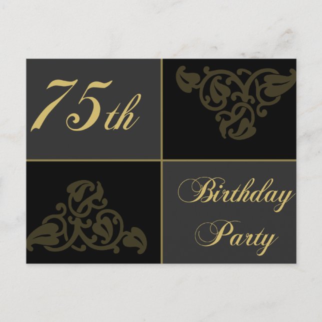 Invitation Carte Postale Fournitures de fête du 75e anniversaire (Devant)