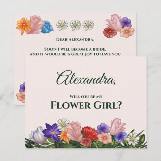 Invitation Carte Postale Fowers Peinture Vous Serez Ma Fille Fleur
