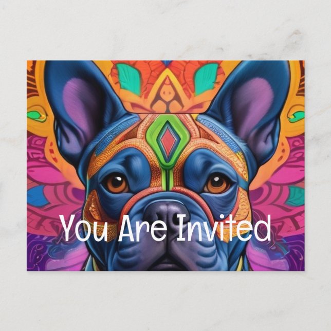 Invitation Carte Postale Frenchie Fun (Devant)