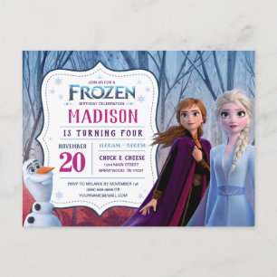 Invitation Carte Postale Froid 2 - Anna, Elsa & Olaf fête d'anniversaire