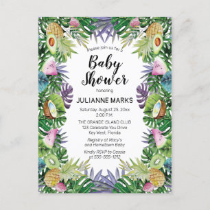 Invitation Carte Postale Fruit tropical Baby shower d'été verdoyant