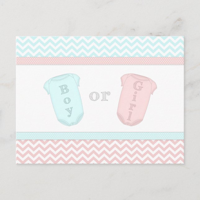 Invitation Carte Postale Fun Baby One Piece Rose and Blue Genre Reveale (Devant)