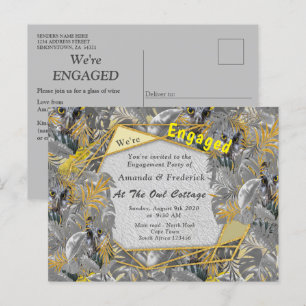 Invitation Carte Postale Fun Expressif en feuille plante Jaune et Gris pour