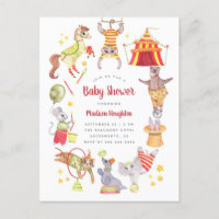 Fun Watercolor Carnival Cirque Baby shower animal