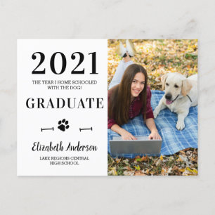 Invitation Carte Postale Funny Home School Chien Classe De 2021 Graduate Ph