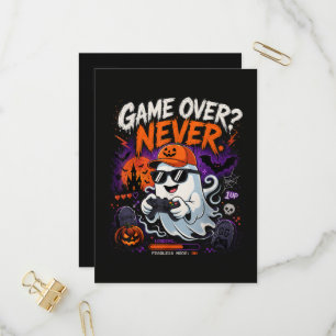 Invitation Carte Postale Game Over Jamais Drôle Gamer Fantôme Halloween