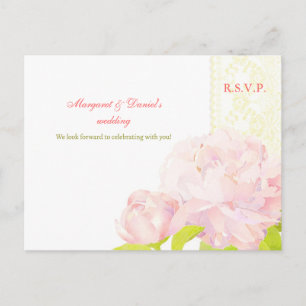 Invitation Carte Postale Garden Peony Mariage d'été RSVP