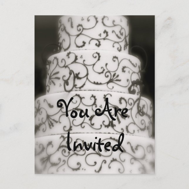 Invitation Carte Postale Gâteau de Mariage Élégant (Devant)
