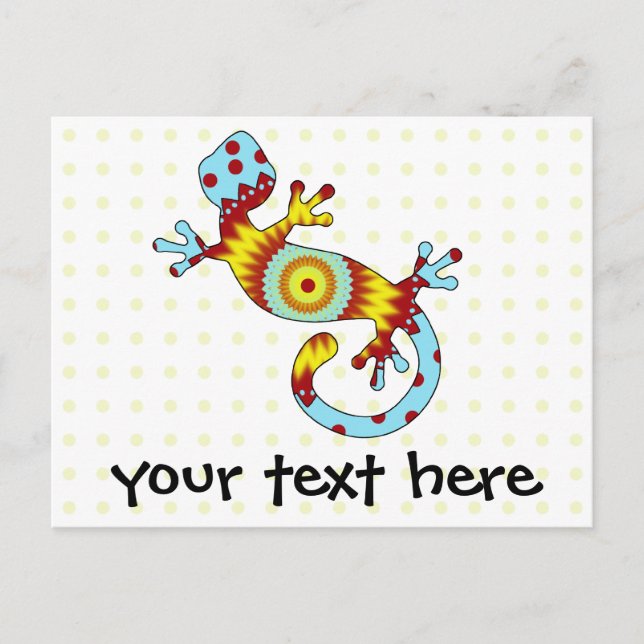 Invitation Carte Postale Gecko Lizard coloré (Devant)