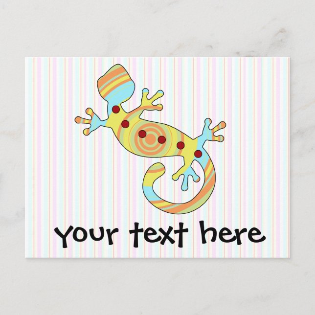 Invitation Carte Postale Gecko Lizard coloré (Devant)