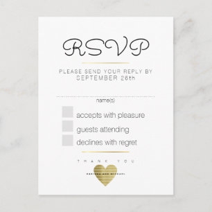 Invitation Carte Postale gentiment répondre mariage rsvp blanc