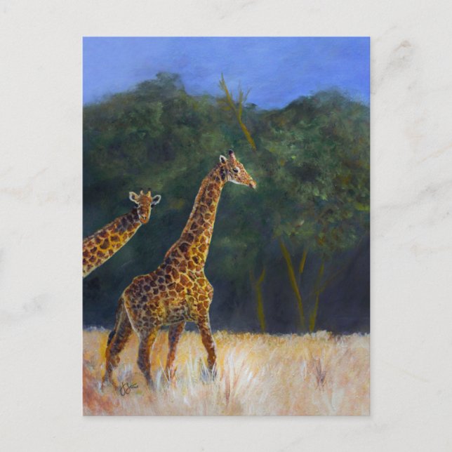 Invitation Carte Postale Giraffe Love (Devant)