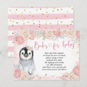 Invitation Carte Postale Girl Penguin Winter Snowflake Livres pour bébé