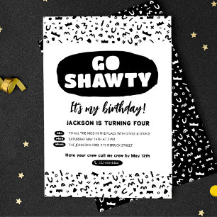 Invitation Carte Postale Go Shawty C'est ton anniversaire, Hip hop Rap Part