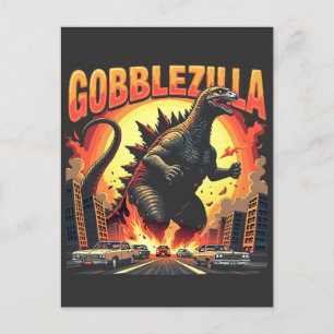 Invitation Carte Postale Gobblezilla Dinde effrayante de Thanksgiving Gobbl