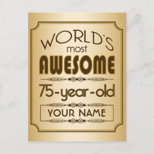 Invitation Carte Postale Gold 75th Birthday Celebration World Meilleur Fabu