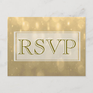 Invitation Carte Postale Gold Bokeh RSVP
