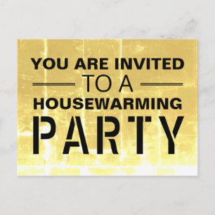 Invitation Carte Postale Gold Club Poster Houseéchauffement Party Invitatio