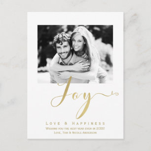 Invitation Carte Postale Gold JOY Vacances Nouvel An Modern Photo Invitatio