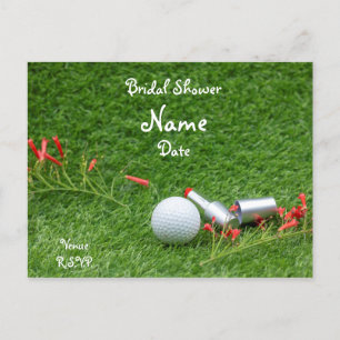 Invitation Carte Postale Golf nuptiale Douche avec balle de golf et cosméti