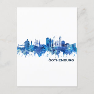Invitation Carte Postale Gothenburg Suède Skyline Blue