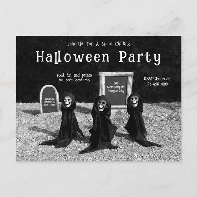 Invitation Carte Postale Gouls Gothiques Dans Le Cimetière Fête De L'Hallow (Devant)