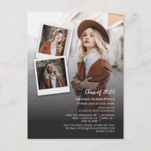 Invitation Carte Postale Grad Multi Photo Script Graduation 2025 Party