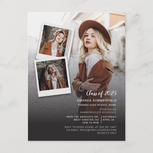 Invitation Carte Postale Grad Multi Photo Script Graduation 2025 Party (Devant)