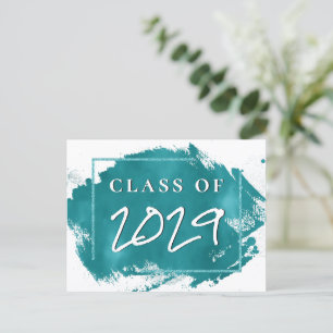 Invitation Carte Postale Grad peint Turquoise Splatter Brushstroke Party