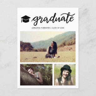 Invitation Carte Postale Graduate moderne Script Graduation Collage photo