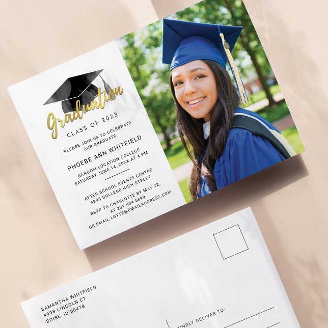 Invitation Carte Postale Graduation 2025 Modern Graduate Photo Party (Créateur téléchargé)