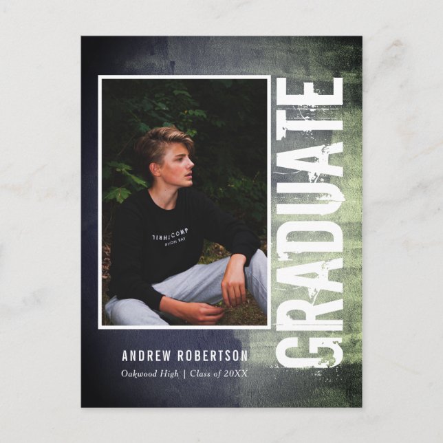 Invitation Carte Postale Graduation de la photo Urban Grunge (Devant)