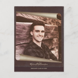 Invitation Carte Postale Graduation Enregistrer La Date Photo Page Rustique