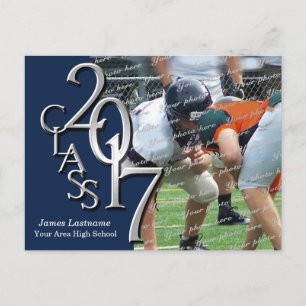 Invitation Carte Postale Graduation Party 2017 avec Photo Blue