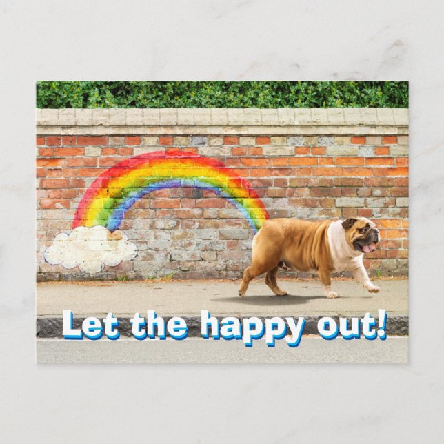 Invitation Carte Postale Graffiti Chien et Arc-en-ciel (Devant)