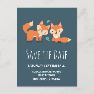 Invitation Carte Postale Graphique de renards orange mignons Enregistrer la