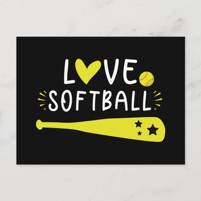 Invitation Carte Postale Graphique de softball Dire pour les filles et les  (Devant)