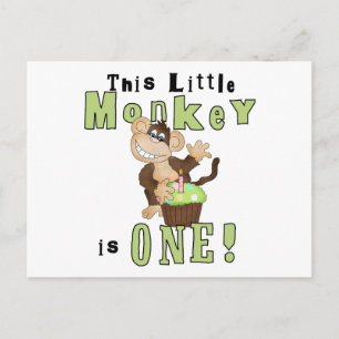 Invitation Carte Postale Green Party Singe 1er Anniversaire Tshirts et cade