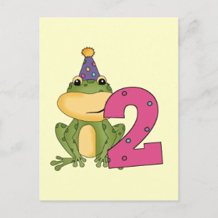 Invitation Carte Postale Grenouille de fête 2e anniversaire T-shirts et cad