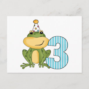 Invitation Carte Postale Grenouille de fête 3e anniversaire T-shirts et cad