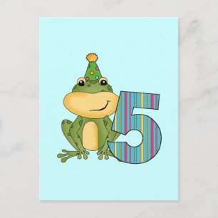 Invitation Carte Postale Grenouille de fête 5e anniversaire T-shirts et cad