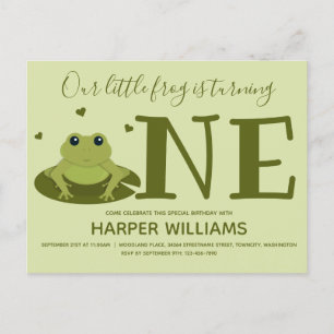 Invitation Carte Postale Grenouille transformant un animal vert premier ann