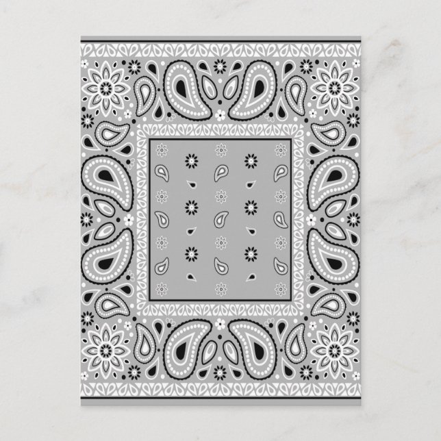 Invitation Carte Postale Grey Grey Bandana Paisley Country Hip hop Cowboy (Devant)