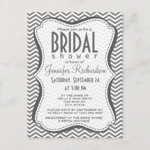 Invitation Carte Postale Gris Tailles Chevron
