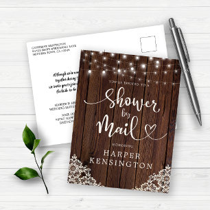 Invitation Carte Postale Guirlande de lumières en bois pour enterrement de 