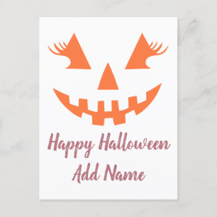 Invitation Carte Postale Halloween Citrouille Jack-o'-lantern fille personn