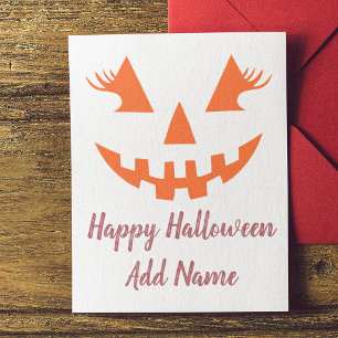 Invitation Carte Postale Halloween Citrouille Jack-o'-lantern fille personn