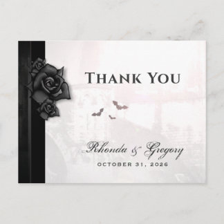 Invitation Carte Postale Halloween noir gothique remerciements appariés